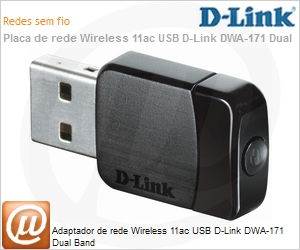 DWA-171 - Adaptador de rede Wireless 11ac USB D-Link DWA-171 Dual Band