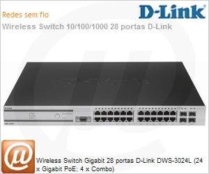 DWS-3024L - Wireless Switch Gigabit 28 portas D-Link DWS-3024L (24 x Gigabit PoE; 4 x Combo)