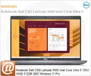 210-BMPR-VRRG - Notebook Dell CSG Latitude 5450 Intel Core Ultra 5 135U 16GB 512GB SSD Windows 11 Pro 