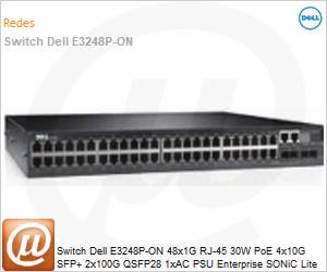 210-BMYC-VJD9 - Switch Dell E3248P-ON 48x1G RJ-45 30W PoE 4x10G SFP+ 2x100G QSFP28 1xAC PSU Enterprise SONiC Lite