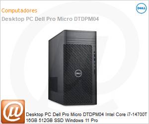 210-BQTT-001R - Desktop PC Dell Pro Micro DTDPM04 Intel Core i7-14700T 16GB 512GB SSD Windows 11 Pro 