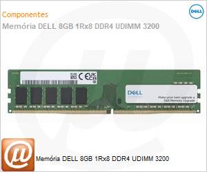 AB663419 - Memria 8GB DELL 1Rx8 DDR4 UDIMM 3200 