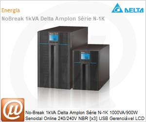 UPS102N2000B1B1 - No-Break 1kVA Delta Amplon Srie N-1K 1000VA/900W Senoidal Online 240/240V NBR [x3] USB Gerencivel LCD Torre