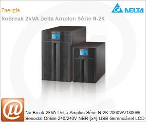 UPS202N2000B1B1 - No-Break 2kVA Delta Amplon Srie N-2K 2000VA/1800W Senoidal Online 240/240V NBR [x4] USB Gerencivel LCD Torre