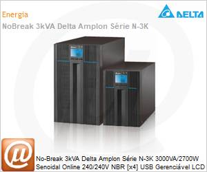 UPS302N2000B1B1 - No-Break 3kVA Delta Amplon Série N-3K 3000VA/2700W Senoidal Online 240/240V NBR [x4] USB Gerenciável LCD Torre