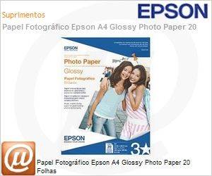 S041140 - Papel Fotogrfico Epson A4 Glossy Photo Paper 20 Folhas