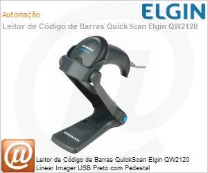 46QW2120LUMP - Leitor de Cdigo de Barras QuickScan Elgin QW2120 Linear Imager USB Preto com Pedestal