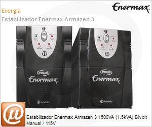 2115500 - Estabilizador Enermax Armazen 3 1500VA (1.5kVA) Bivolt Manual / 115V