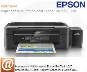 BRCE56302 - Impressora Multifuncional Epson EcoTank L220 (Impresso / Cpia: 15ppm; Scanner) 4 Cores USB