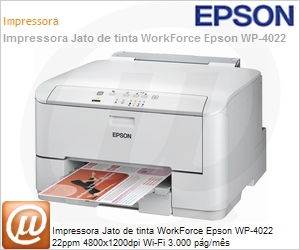 C11CB30221 - Impressora Jato de tinta WorkForce Epson WP-4022 22ppm 4800x1200dpi Wi-Fi 3.000 pg/ms
