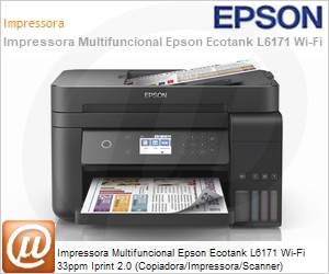 C11CG20302 - Impressora Multifuncional Epson EcoTank L6171 Wi-Fi (33 ppm/IPrint 2.0/USB 2.0/Scanner)