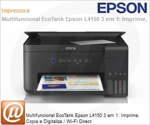 C11CG25302 - Multifuncional EcoTank Epson L4150 3 em 1: Imprime, Copia e Digitaliza / Wi-Fi Direct
