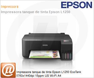 C11CJ71302 - Impressora tanque de tinta Epson L1250 EcoTank 5760x1440dpi 15ppm US Wi-Fi A4