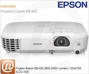 V11H432120 - Projetor Epson EB-X02 2600 ANSI Lumens 1024x768 3LCD XGA