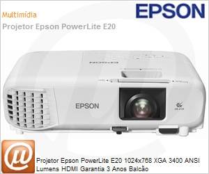 V11H981020 - Projetor Epson PowerLite E20 1024x768 XGA 3400 ANSI Lumens HDMI Garantia 3 Anos Balco 