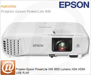 V11H982020 - Projetor Epson PowerLite X49 3600 Lumens XGA HDMI USB RJ45 