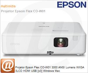 V11HA86020 - Projetor Epson Flex CO-W01 3000 ANSI Lumens WXGA 3LCD HDMI USB [x3] Windows Mac 