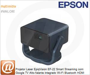 V11HB38420 - Projetor Laser EpiqVision EF-22 Smart Streaming com Google TV Alto-falante integrado Wi-Fi Bluetooth HDMI Preto e Azul 