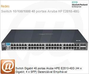 J9022A - Switch Gigabit 48 portas Aruba HPE E2810-48G (44 x Gigabit; 4 x SFP) Gerencivel Empilhvel