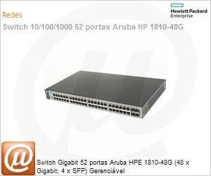 J9660A - Switch Gigabit 52 portas Aruba HPE 1810-48G (48 x Gigabit; 4 x SFP) Gerencivel