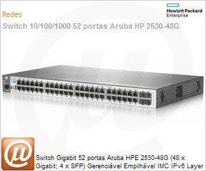J9775A - Switch Gigabit 52 portas Aruba HP 2530-48G (48 x Gigabit; 4 x SFP) Gerencivel Empilhvel IMC IPv6 Layer 4