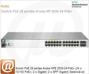 J9779A - Switch PoE 28 portas Aruba HP 2530-24-PoE+ (24 x 10/100 PoE+; 2 x Gigabit; 2 x SFP Gigabit) Gerencivel Empilhvel IMC Layer 2
