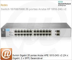 J9803A - Switch Gigabit 26 portas Aruba HPE 1810-24G v2 (24 x Gigabit; 2 x SFP) Gerencivel