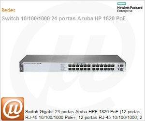 J9983A - Switch Gigabit 24 portas Aruba HP 1820 PoE (12 portas RJ-45 10/100/1000 PoE+; 12 portas RJ-45 10/100/1000; 2 portas SFP 100/1000 Mbps)