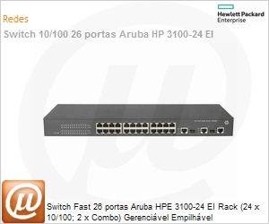 JD320B - Switch Fast 26 portas Aruba HPE 3100-24 EI Rack (24 x 10/100; 2 x Combo) Gerencivel Empilhvel