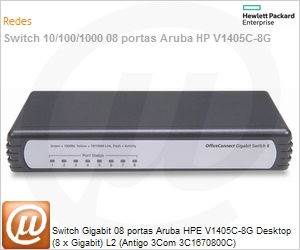 JD841A - Switch Gigabit 08 portas Aruba HPE V1405C-8G Desktop (8 x Gigabit) L2 (Antigo 3Com 3C1670800C)