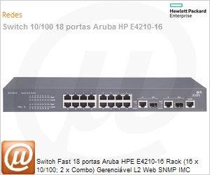 JE025A - Switch Fast 18 portas Aruba HPE E4210-16 Rack (16 x 10/100; 2 x Combo) Gerencivel L2 Web SNMP IMC Voice VLAN Empilhvel (Antigo 3Com 3CR17332A-91)
