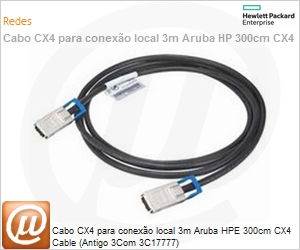 JE056A - Cabo CX4 para conexo local 3m Aruba HPE 300cm CX4 Cable (Antigo 3Com 3C17777)