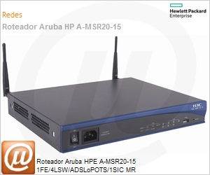 JF817A - Roteador Aruba HPE A-MSR20-15 1FE/4LSW/ADSLoPOTS/1SIC MR