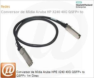 JG326A - Conversor de Mdia Aruba HPE X240 40G QSFP+ to QSFP+ 1m Direc