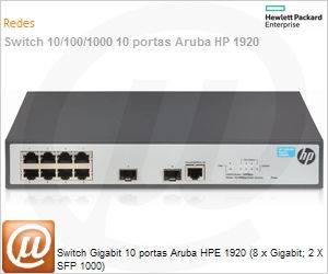 JG920A - Switch Gigabit 10 portas Aruba HP 1920 (8 x Gigabit; 2 X SFP 1000)