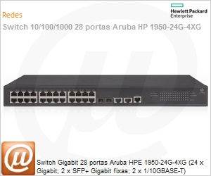 JG960A - Switch Gigabit 28 portas HPE Aruba 1950-24G-4XG (24 x Gigabit; 2 x SFP+ Gigabit fixas; 2 x 1/10GBASE-T)