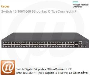 JG961A - Switch Gigabit 52 portas HPE OfficeConnect 1950-48G-2SFP+ (48 x Gigabit; 2-x SFP+) L3 Gerencivel