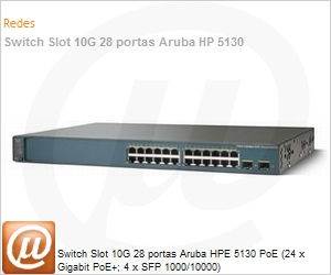 JG977A - Switch Slot 10G 28 portas Aruba HP 5130 PoE (24 x Gigabit PoE+; 4 x SFP 1000/10000)