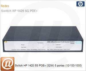 JH328A - Switch HP 1420 5G POE+ (32W) 5 portas (10/100/1000)