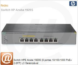 JL383A - Switch PoE 10 portas Aruba OfficeConnect HP 1920s (8 x Gigabit PoE; 2 x SFP) L3 Gerencivel