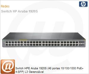 JL386A - Switch PoE 52 portas Aruba OfficeConnect HP 1920s (48 x Gigabit PoE+; 4 x SFP) L3 Gerencivel