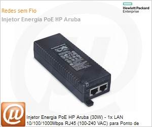 PD-9001GR-AC - Injetor Energia PoE HP Aruba (30W) - 1x LAN 10/100/1000Mbps RJ45 (100-240 VAC) para Ponto de Acesso Wireless