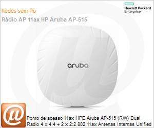 Q9H62A - Ponto de acesso Wi-Fi 6 HPE Aruba AP-515 (RW) Dual Radio 4 x 4:4 + 2 x 2:2 802.11ax Antenas Internas Unified Campus Access Point 