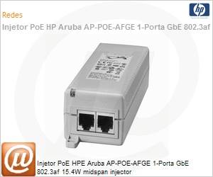R6P68A - Injetor PoE HPE Aruba AP-POE-AFGE 1-Porta GbE 802.3af 15.4W midspan injector