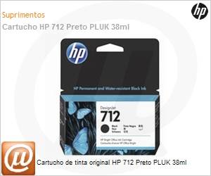3ED70A - Cartucho de tinta original HP 712 Preto PLUK 38ml