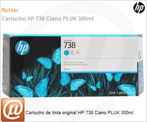 676M6A - Cartucho de tinta original HP 738 Ciano PLUK 300ml 