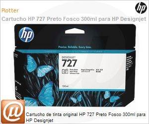 C1Q12A - Cartucho de tinta original HP 727 Preto Mate PLUK 300ml 