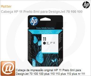 C4810A - Cabea de impresso original HP 11 Preto 8ml para DesignJet 70 100 100 plus 110 110 plus 110 plus nr 111 111r 510