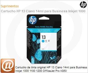 C4815A - Cartucho de tinta original HP 13 Ciano 14ml para Business Inkjet 1000 1100 1200 OfficeJet Pro K850