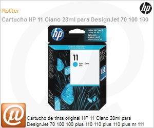 C4836A - Cartucho de tinta original HP 11 Ciano 28ml para DesignJet 70 100 100 plus 110 110 plus 110 plus nr 111